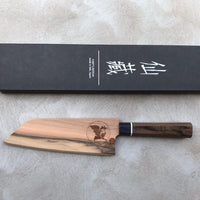 Bunka Black Damascus 165mm (6.5") [Saya Included]_20