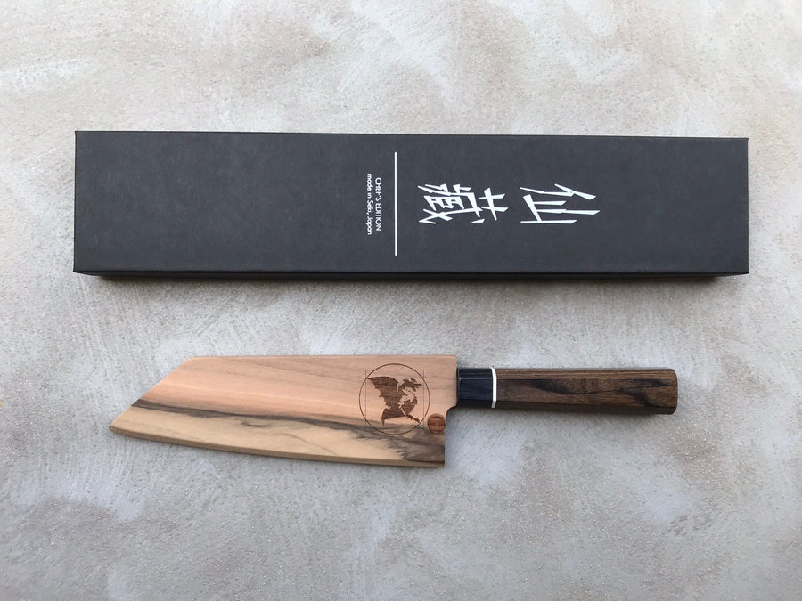 Bunka Black Damascus 165mm (6.5") [Saya Included]_20