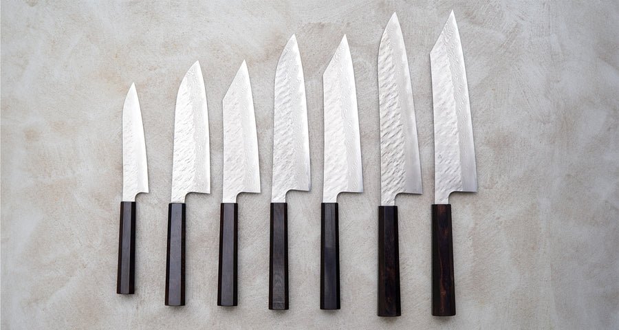 Nigara VG-10 Damascus Tsuchime line of knives.