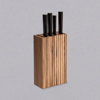 SharpEdge knife holders are entirely handmade from walnut wood by the Slovenian carpenter Simon Žvanut (Monoles). The knife holder is suitable for storing up to 10 kitchen knives of various sizes and is coated with high-quality wood oil based on natural oils enriched with quality resins and waxes.