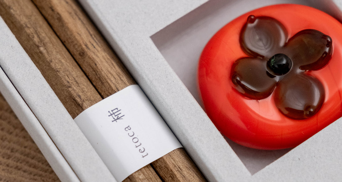 Tetoca Persimmon and Olive Wood Chopstick Gift Set