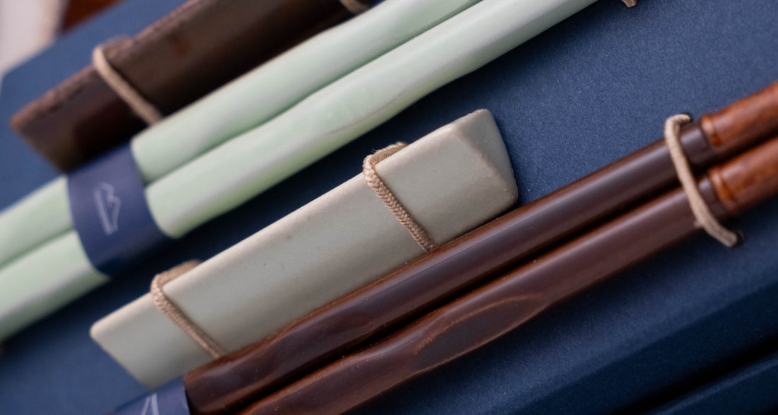 KURABI Mino Bowl and Chopstick Gift Set — Japanese Mino Ware Yusai