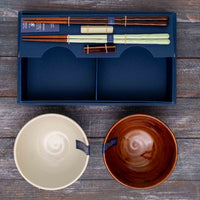 KURABI Mino Bowl and Chopstick Gift Set — Japanese Mino Ware Yusai
