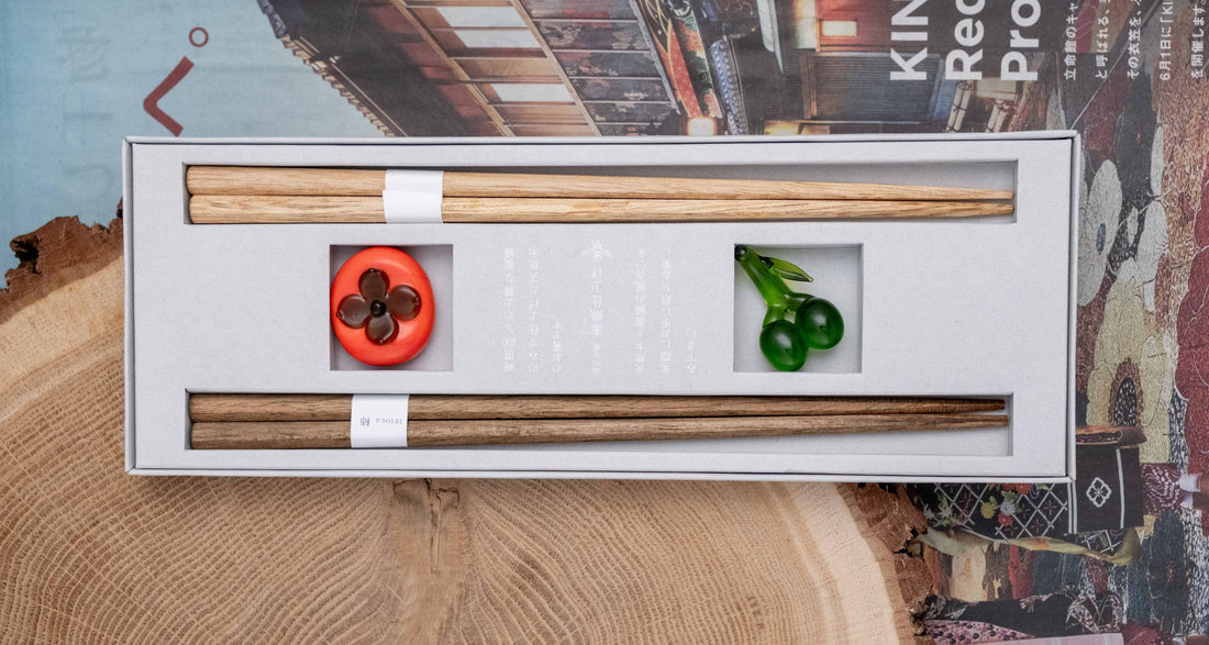 Tetoca Persimmon and Olive Wood Chopstick Gift Set