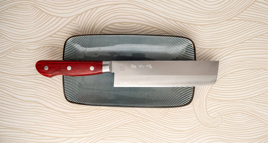 Seki Kotetsu Nakiri Vg-10 Migaki 165mm (6.5") [red pakkawood]