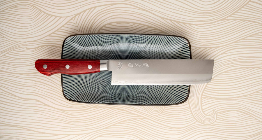 Seki Kotetsu Nakiri Vg-10 Migaki 165mm (6.5") [red pakkawood]