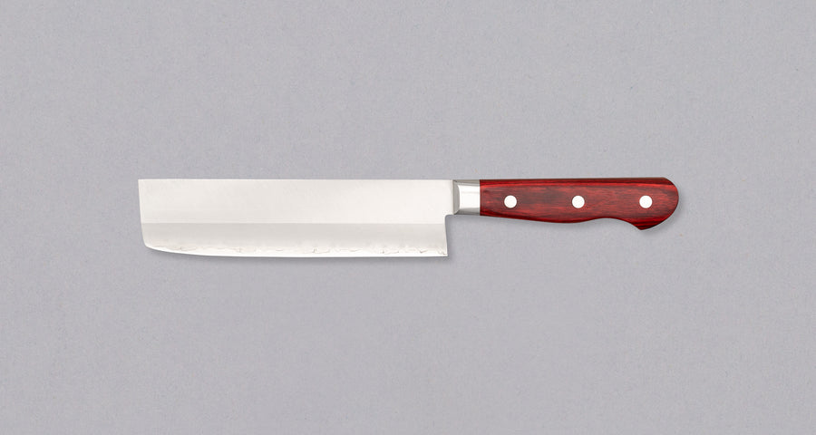 Seki Kotetsu Nakiri Vg-10 Migaki 165mm (6.5") [red pakkawood]