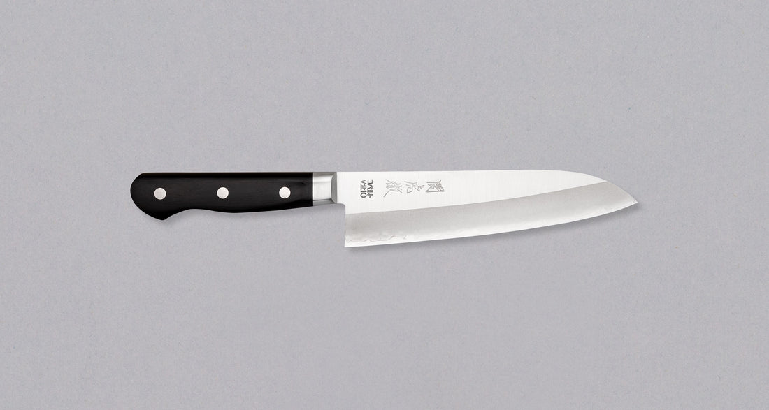 Seki Kotetsu Santoku VG-10 Migaki 180 mm (7,1") [czarny pakkawood]
