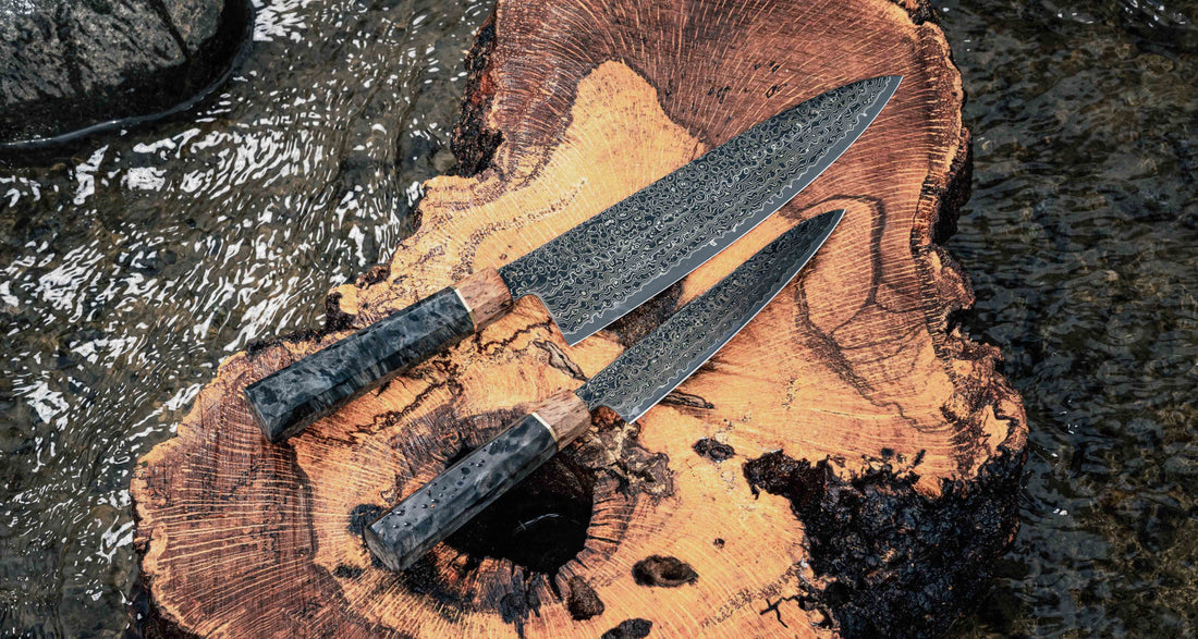 The Senzo Dawn Limited Edition Petty SG2 150mm (5.9") is a small multi-purpose Japanese knife, hand-made in the Japanese smithy Suncraft. It's a stunning collector's item. The knife is fitted with a traditional Japanese octagonal handle topped with a special ferrule made from the wood of a 300-year-old holy oak tree.