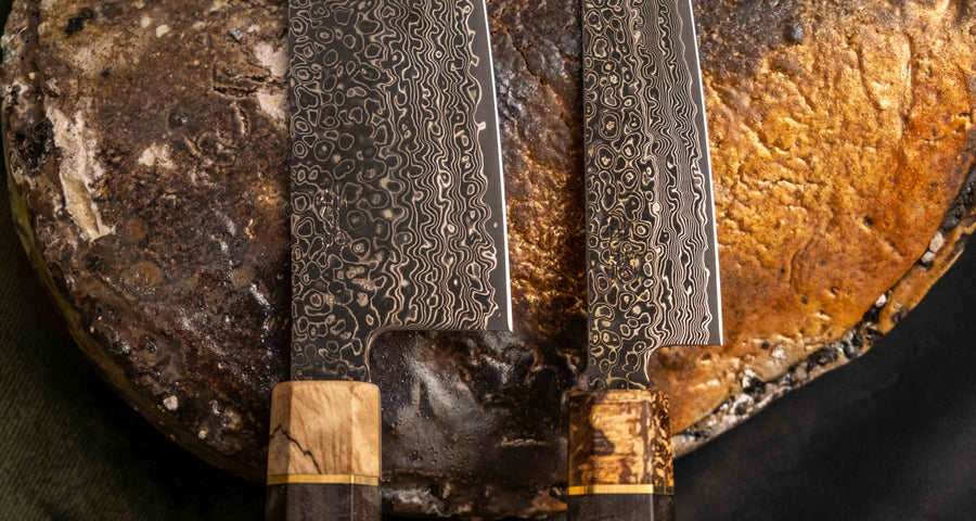 The Senzo Dawn Limited Edition Petty SG2 150mm (5.9") is a small multi-purpose Japanese knife, hand-made in the Japanese smithy Suncraft. It's a stunning collector's item. The knife is fitted with a traditional Japanese octagonal handle topped with a special ferrule made from the wood of a 300-year-old holy oak tree.