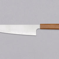 Tojiro Kiritsuke Gyuto Reppu SG2 210 mm knife with elegant migaki finish and rounded belly for versatile kitchen tasks.