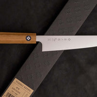 Tojiro Petty Reppu SG2 150 mm knife with SG2 powder steel core and a durable teak wood handle, ideal for precise kitchen tasks.