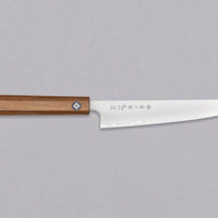 Tojiro Petty Reppu SG2 150 mm knife with SG2 powder steel core and a durable teak wood handle, ideal for precise kitchen tasks.