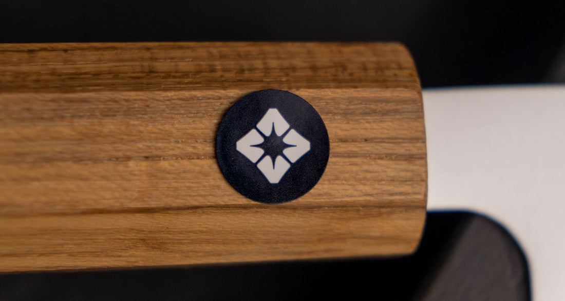 NFC sticker on the handle of the Tojiro Bunka Reppu SG2 170mm knife, allowing for product authentication with a simple scan.