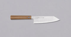 Tojiro Bunka Reppu SG2 170mm knife featuring a sleek SG2 powder steel blade and a teak wood Japanese handle, designed for versatile kitchen tasks.