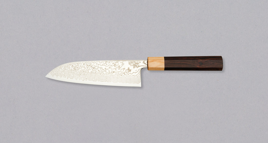 Tsunehisa Santoku SLD Damascus 165mm (6.5") [Rosewood-Cedar]