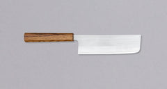 Extreme sharpness will make this Tsunehisa SRS13 Nakiri Oak a true kitchen slayer where no veggies will stand a chance. High performance steel, clean Japanese design, low maintenance and a price you don't have to break the bank to buy one makes this nakiri a real bargain.