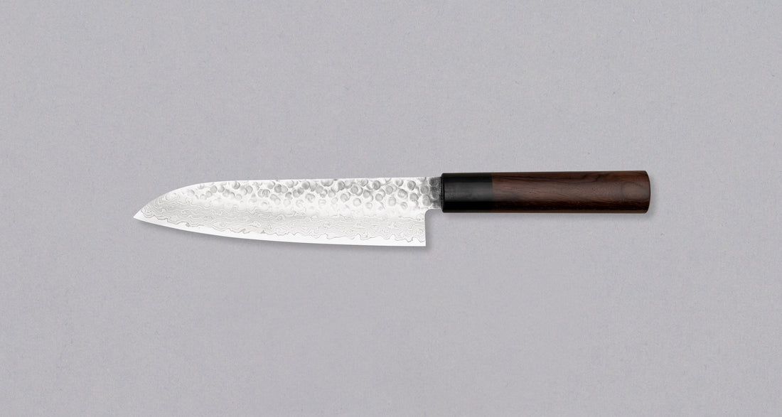 Tsunehisa Santoku VG-10 Damascus Tsuchime 185mm (7.3")