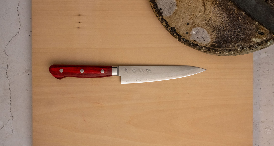 Seki Kotetsu Petty VG-10 Migaki 135mm (5.3") [red pakkawood]