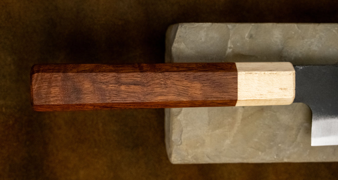 Yoshida Santoku SUJ-2 Kuro-uchi 165mm (6.5") [Rosewood-Cedar/Octagon]
