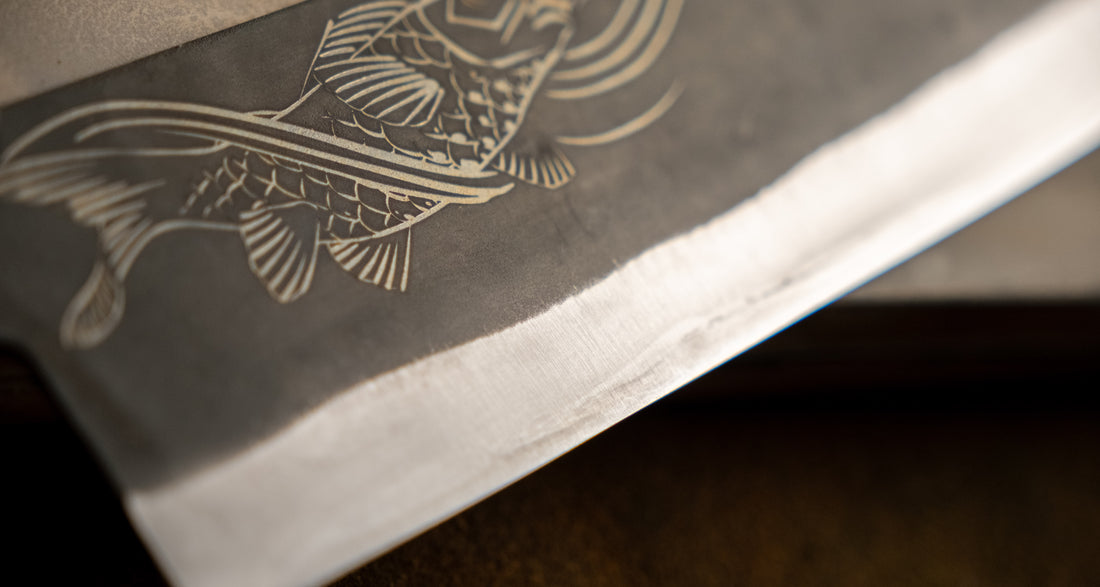 Yoshida Gyuto SUJ-2 Kuro-uchi 240mm (9.4") [Koi Fish]