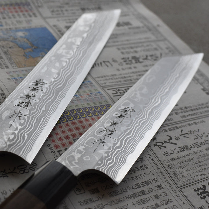 Japanese kiritsuke knife: Kitaoka Hamono single bevel damascus steel lamination kiritsuke