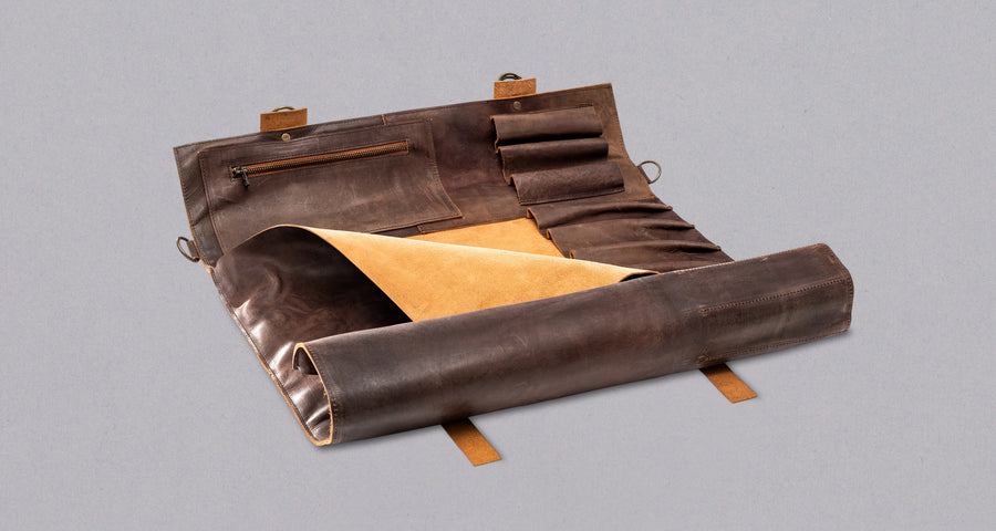 SharpEdge Chef's Leather Knife Roll [brown] / holds 10 knives_3