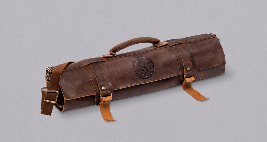 SharpEdge Chef's Leather Knife Roll [brown] / holds 10 knives_2