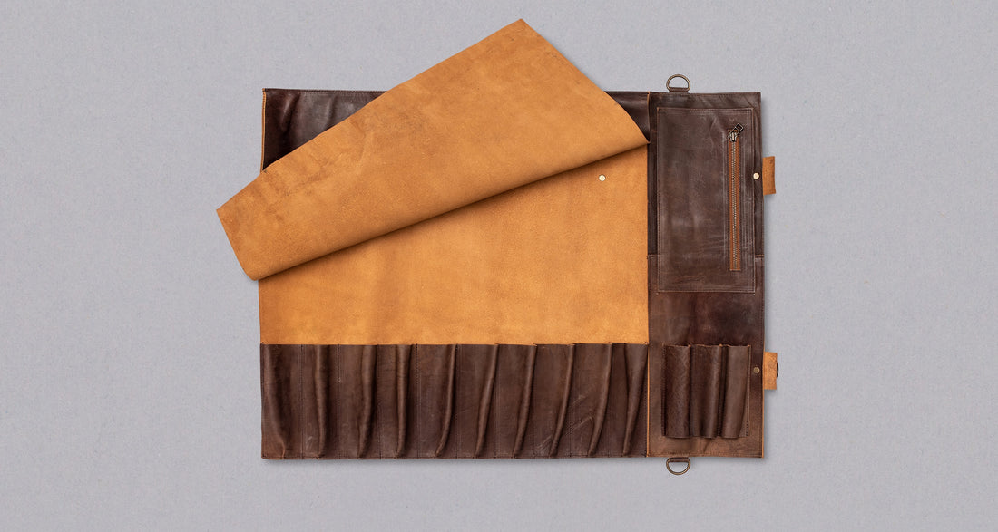 SharpEdge Chef's Leather Knife Roll [brown] / holds 10 knives_6