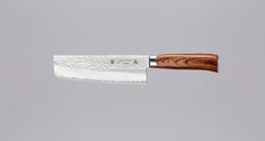 Tamahagane "TSUBAME" Nakiri 180mm (7.1")_1Tamahagane Nakiri is a traditional Japanese knife with a square, thin blade and a deep, flat belly. Perfect knife for cutting vegetables. A matte blade finish, featured with the core VG-5 steel hardened to 61 HRC.