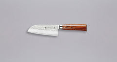 Tamahagane "TSUBAME" Santoku 120mm (4.7") Tamahagane Tsubame Santoku is a universal knife that will excel at a variety of cutting and chopping on a cutting board. With its 120mm (4.7") blade length, it is considered a smaller santoku knife, suitable for those that prefer to work with shorter blades. A matte blade finish, featured with the core VG-5 steel hardened to 61 HRC.